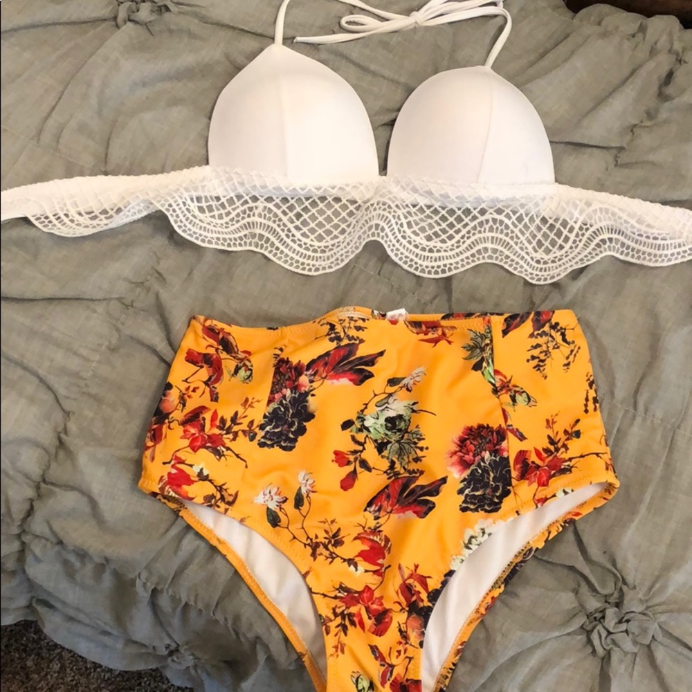 High wasted flower bikini